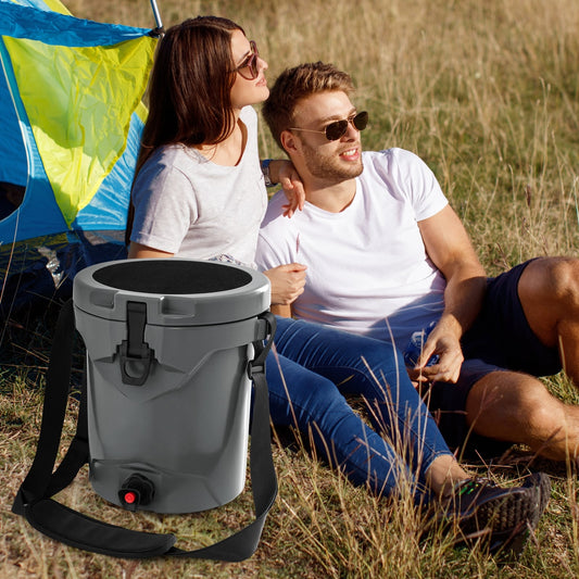 10 QT Insulated Drink Cooler With Spigot, Seat Lid, Adjustable Strap, Gray Coolers Gray at Gallery Canada