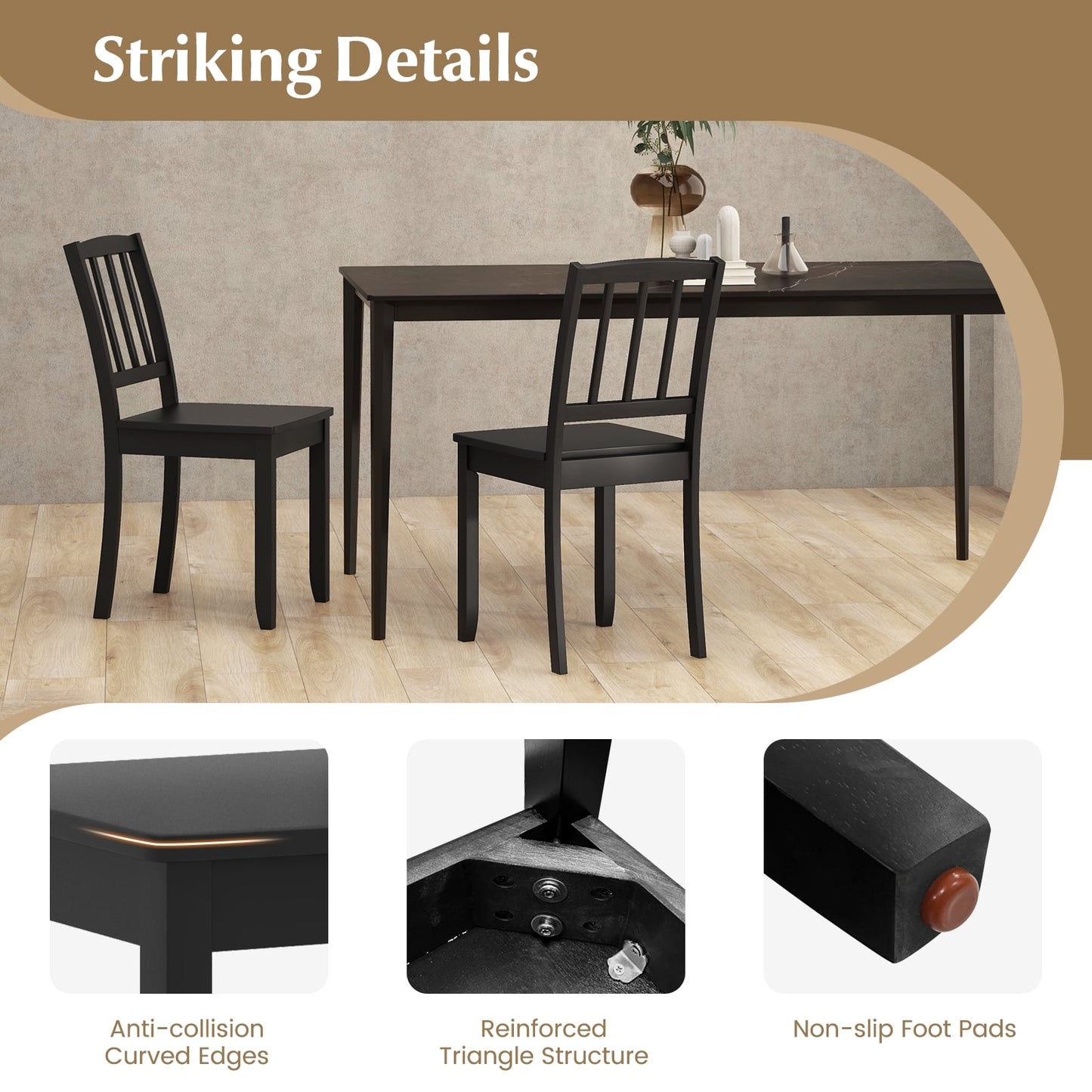 Wood Dining Chair Set, Rubber Wood Legs, 2-Piece, Black Dining Chairs at Gallery Canada