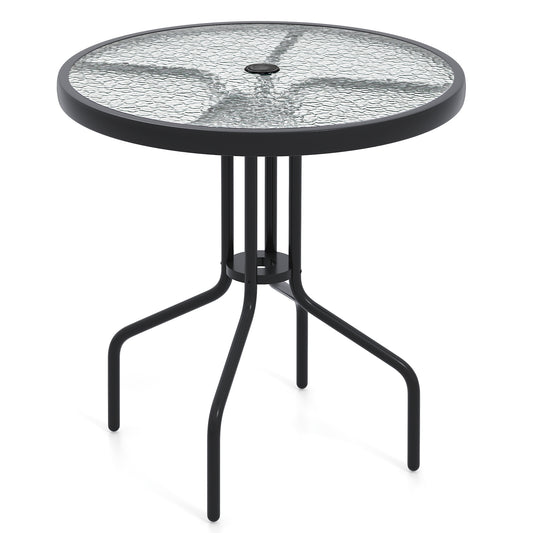 27.5 Inch Round Patio Dining Table, Rippled Tempered Glass Top Patio Dining Tables Options at Gallery Canada