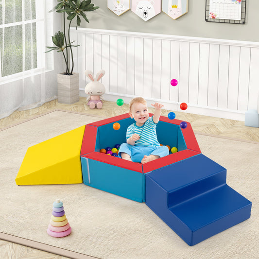 Baby Foam Climbing Blocks, 3-Piece Set With 100 Ocean Balls, Yellow Climbers & Slides Yellow at Gallery Canada