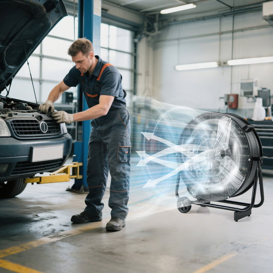Industrial Drum Fan with 2 Wheels and 360-Degree Adjustable Tilt, Black Fans Black at Gallery Canada