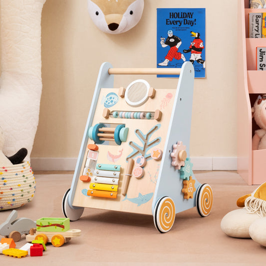 Wooden Baby Walker, Push Pull Activity Center, Blue Baby Activity Blue at Gallery Canada