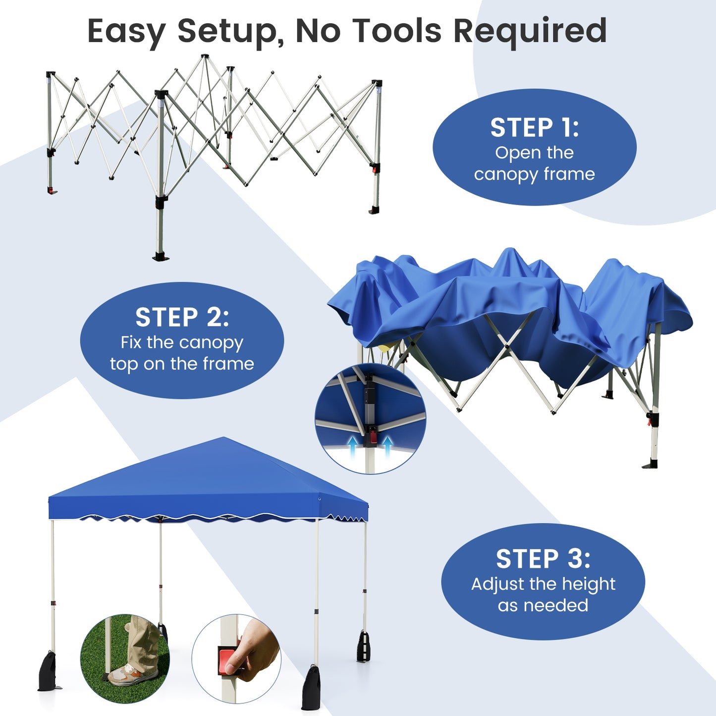 Foldable 10 X 10 Feet Pop up Canopy Tent with Wheeled Bag, Blue Tents at Gallery Canada