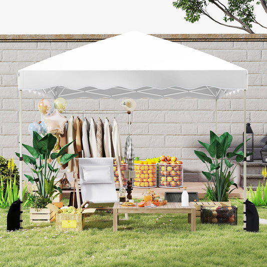 Foldable 10 X 10 Feet Pop Up Canopy Tent, Wheeled Bag, White Tents White at Gallery Canada