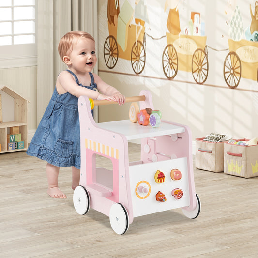 2-In-1 Baby Walker With Storage, Ice Creams, 1+ Years, Pink