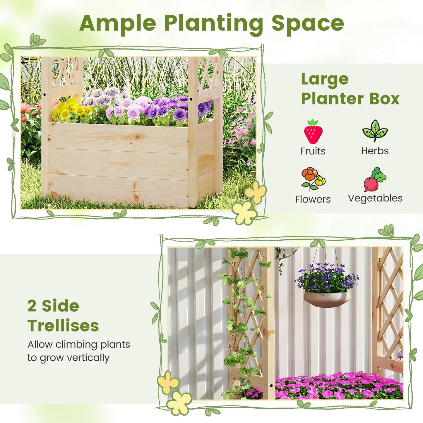 Raised Garden Bed, Wooden Elevated Planter Box, Hanging Roof, S Raised Garden Beds at Gallery Canada