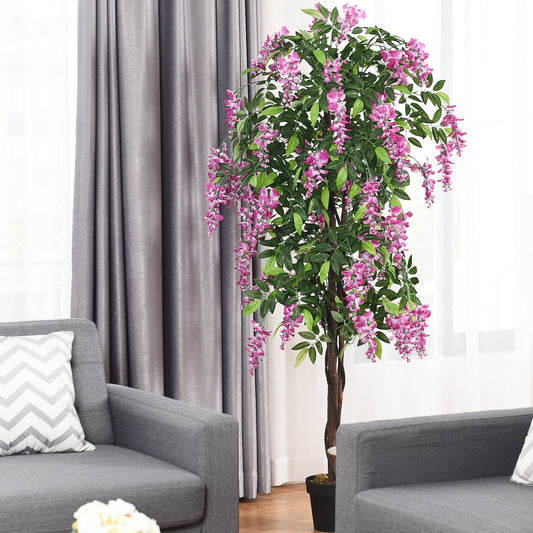 6-Feet Artificial Wisteria Silk Tree, Adjustable Branches, 2 Pieces, Green Faux Plants Green at Gallery Canada