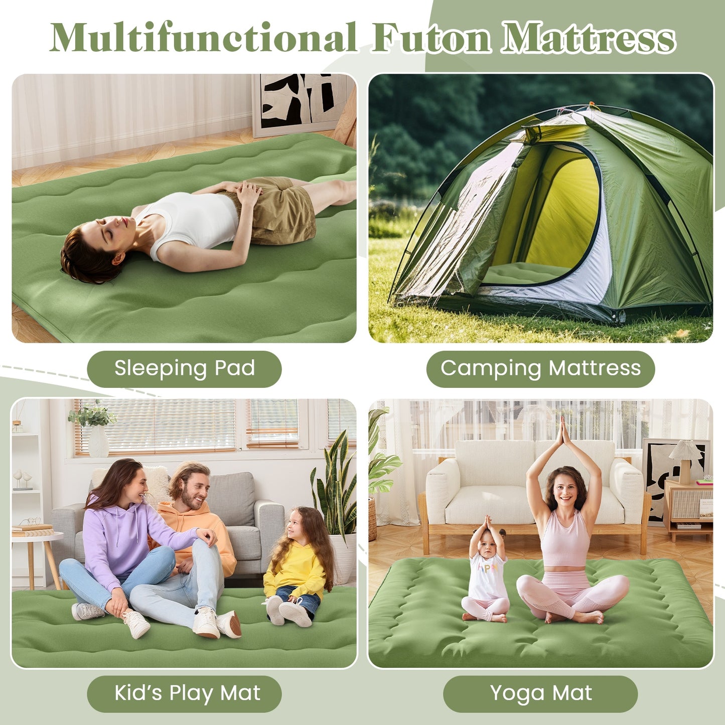 King Size Floor Mattress, Washable Cover, Carry Bag, Green Mattresses at Gallery Canada