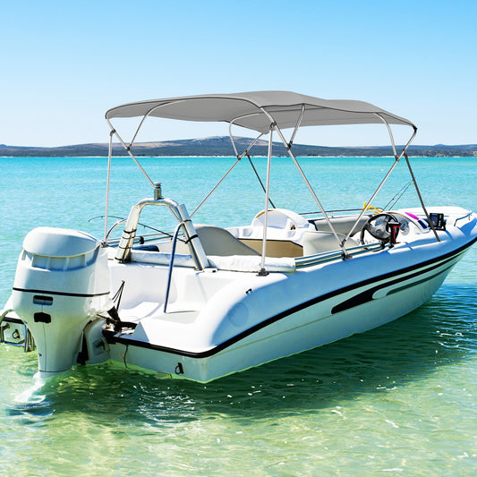 3-Bow/4-Bow Boat Bimini Top Sun Shade Boat Canopy with Storage Boot-4-Bow, Gray