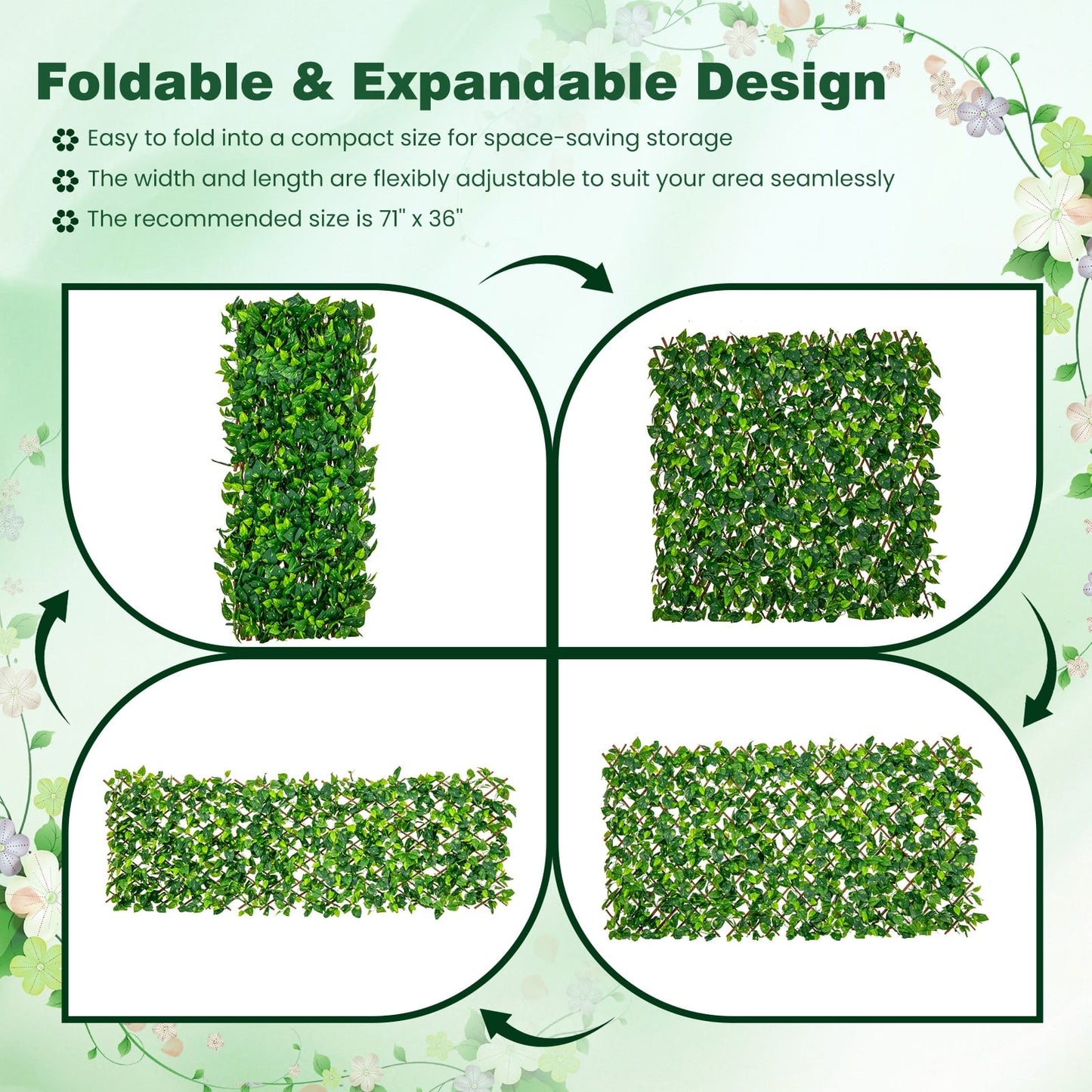 Expandable Fence Privacy Screen, Faux Fencing Panel, Real Willow Frame, Green Decorative Fencing & Flooring at Gallery Canada