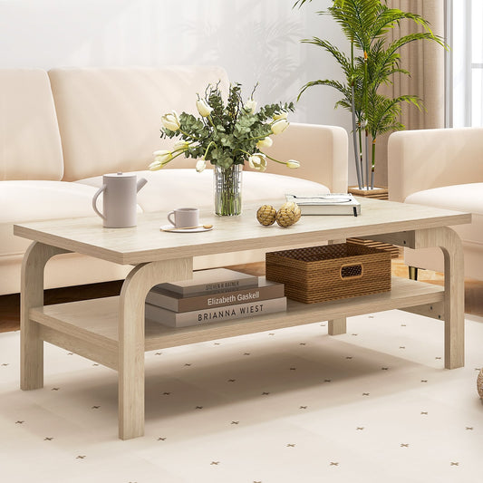 47 Inch Accent Rectangular Coffee Table, Natural
