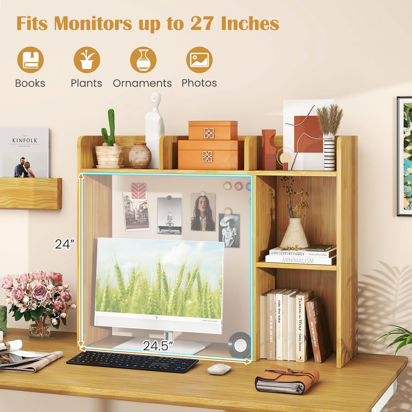 3-Tier Desk Bookshelf, 4 Shelves, Beige Bookcases at Gallery Canada