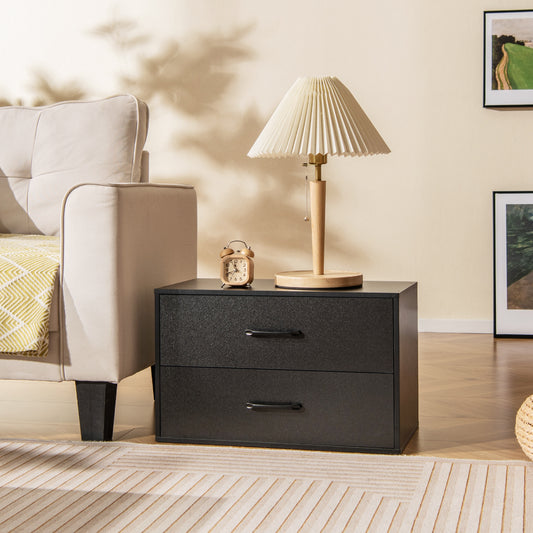2-Drawer Stackable Horizontal Storage Cabinet Dresser Chest with Handles, Black Cabinets & Chests Black at Gallery Canada