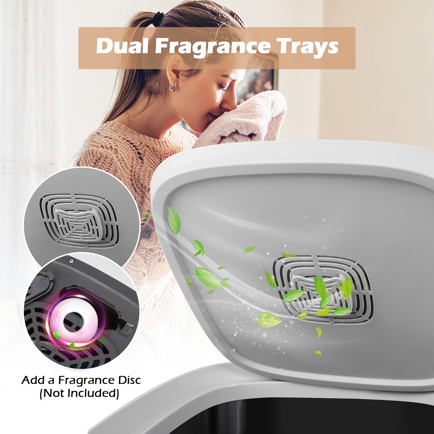 Seau chauffant-serviettes 25L, 2 réglages de température, arrêt automatique, blanc