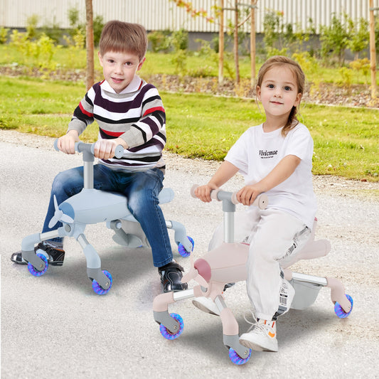 2-in-1 Kids Ride-on Push Car with LED Lighted Wheels, Pink Push & Pedal Ride On Toys Pink at Gallery Canada