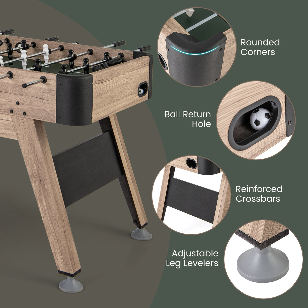 54 Inch Foosball Table, 2 Balls, 26 Players, Natural Game Room at Gallery Canada
