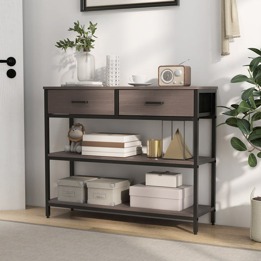 Console Table With Folding Fabric Drawers, Gray Console Tables Gray at Gallery Canada