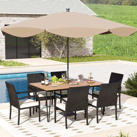7 Piece Patio Dining Set, Acacia Wood Table, Porch Backyard Garden Poolside Patio Conversation Sets Options at Gallery Canada
