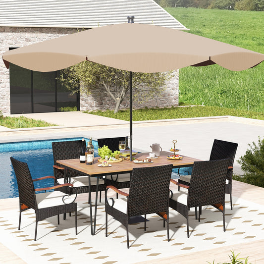 7 Piece Patio Dining Set, Rattan Armchairs, Soft Cushions, 2" Umbrella Hole Patio Conversation Sets Options at Gallery Canada