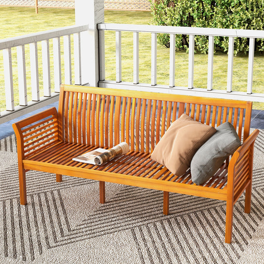 62.5 Inches Wood Bench, 3-Seat, Soft Seat Cushions, White Beach & Lawn Chairs White at Gallery Canada