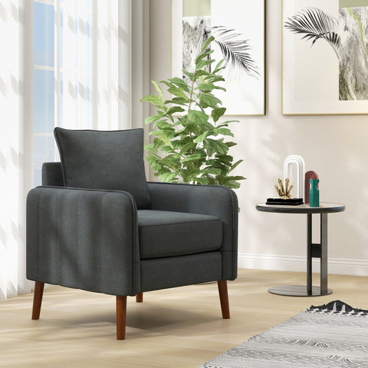 Fabric Upholstered Sofa Chair with Removable Back and Seat Cushions, Gray Accent Chairs Gray at Gallery Canada
