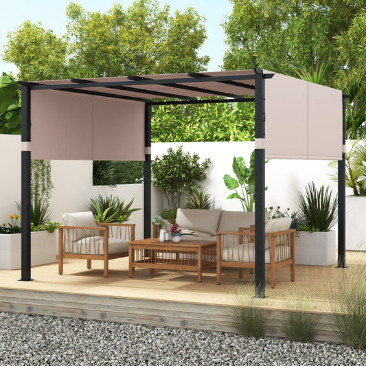 10 x 10 ft Pergola With Retractable Canopy, Beige Gazebos Beige at Gallery Canada