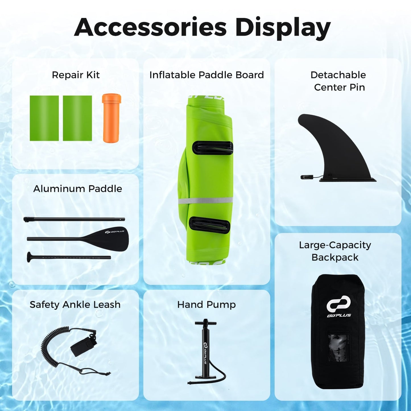 Planche à Paddle Gonflable Debout, Accessoires iSUP, 3 Ailerons, S
