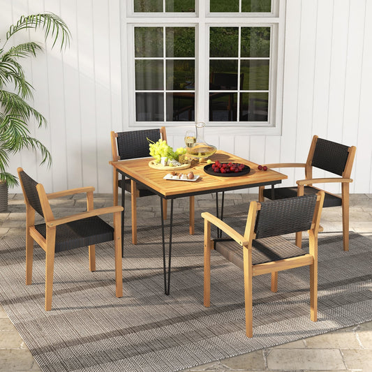 Set Of 2 Stackable Outdoor Wicker Dining Chairs, Natural Dining Chairs Natural at Gallery Canada