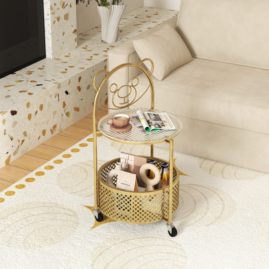 Modern Sofa Side Table On Lockable Wheels, Golden End & Side Tables Golden at Gallery Canada