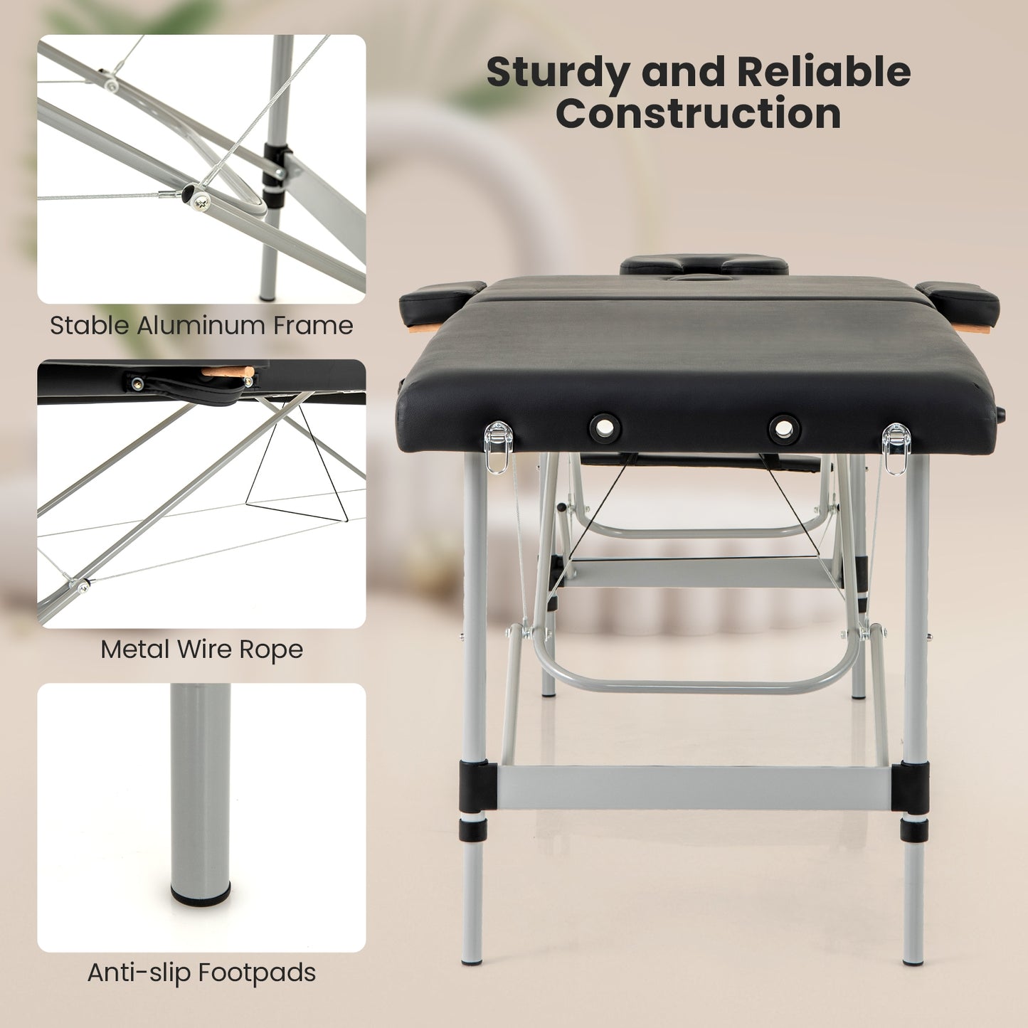 84 Inches Professional Massage Lash Bed with Carrying Bag, Black Spa & Salon at Gallery Canada