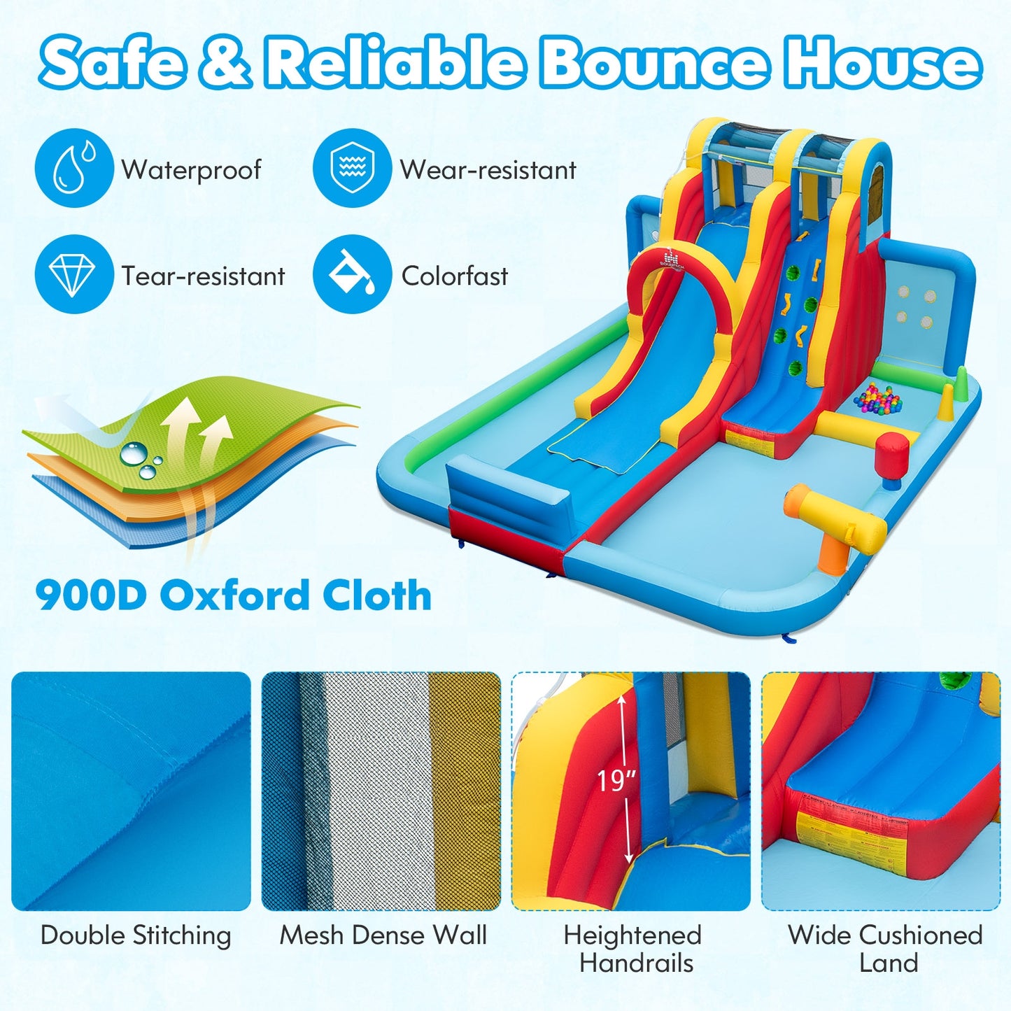 Inflatable Water Slide With Splash Pools, Ball Pit, 680W Blower, Multicolor Bounce House at Gallery Canada