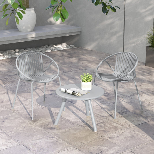 All Weather PP Patio Conversation Set, Round Coffee Table, 2 Chairs, Gray Patio Conversation Sets Gray at Gallery Canada