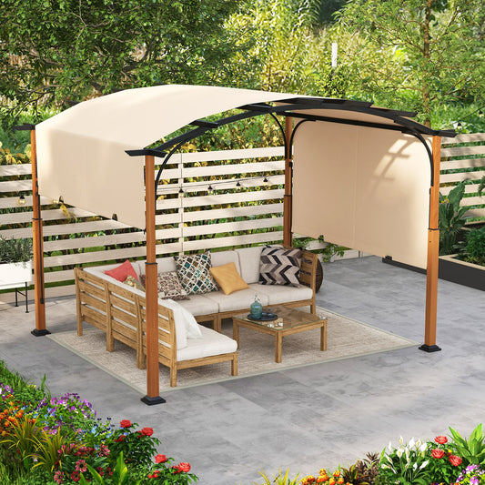 10 x 12 FT Retractable Pergola With Canopy, Beige Gazebos Beige at Gallery Canada
