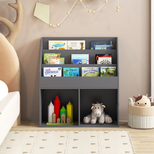 Kids Wooden Bookshelf, Toy Storage Cabinet, Gray Kids Storage Gray at Gallery Canada