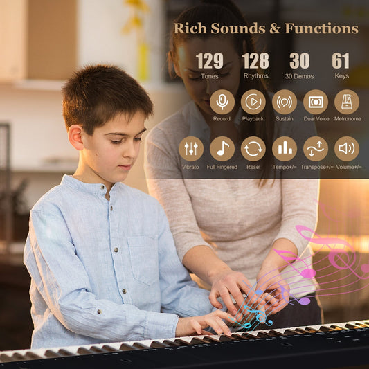 61-Key Portable Electronic Keyboard Piano Set With Stand, Stool Pianos & Keyboards Options at Gallery Canada