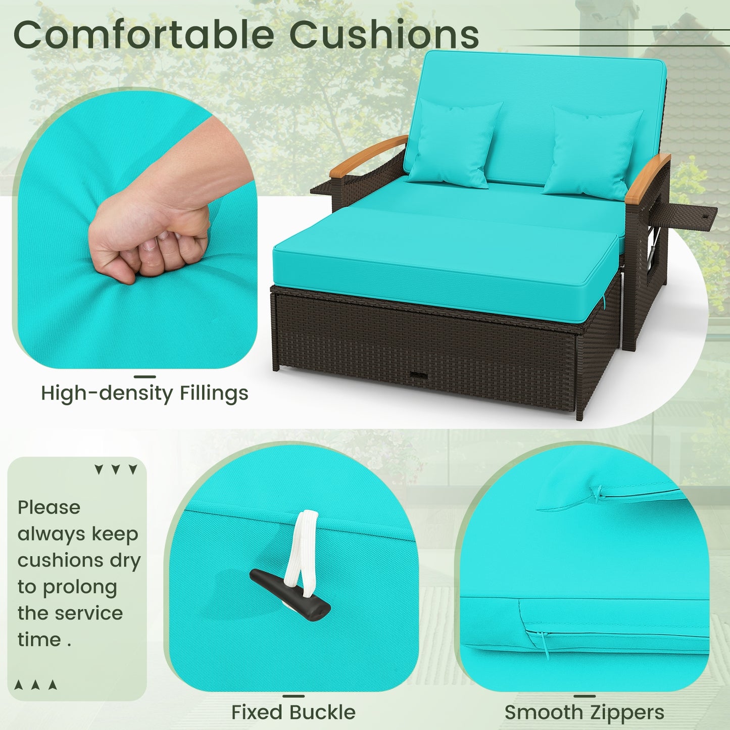 Outdoor Wicker Daybed with Folding Panels and Storage Ottoman, Green Outdoor Seating & Patio Chairs at Gallery Canada