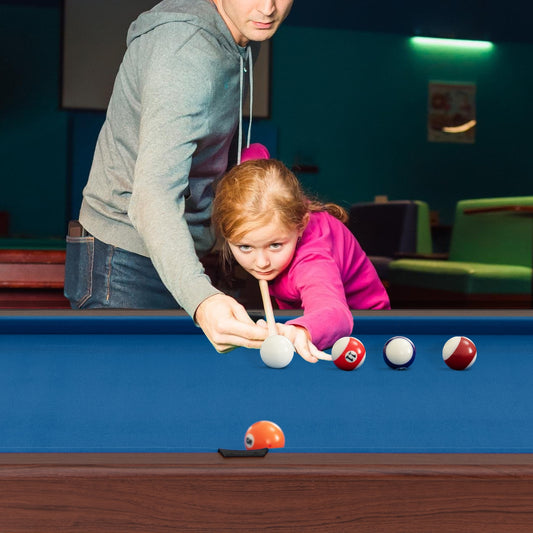48 Inch Wooden Pool Table, Full Ball Set, Blue Game Room Blue at Gallery Canada
