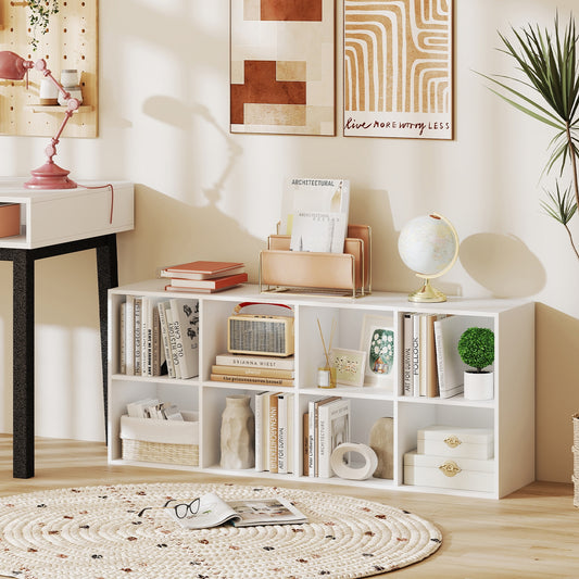 8-Cube Bookcase Bookshelf with 2 Anti-Tipping Kits Storage Organizer, White Bookcases White at Gallery Canada