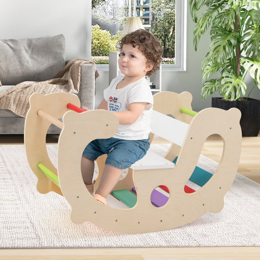 2-in-1 Rocking Horse Arch for Kids Montessori Climbing Toys with Arch Climber, Multicolor Climbers & Slides Multicolor at Gallery Canada