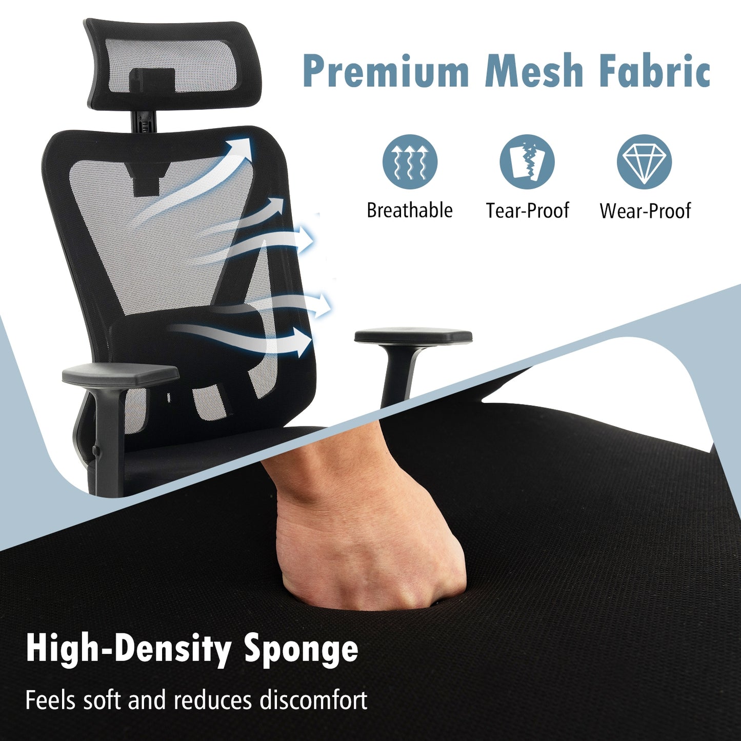 Mesh Ergonomic Office Chair, Adjustable Swivel Task Chair, Black Mesh Chairs at Gallery Canada