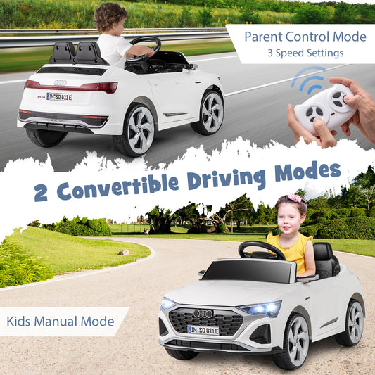 12V Kids Ride On Car, Remote Control, 3 Speeds, White Powered Ride On Toys White at Gallery Canada