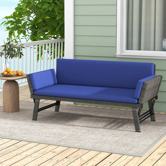 Outdoor Convertible Sofa Daybed, Adjustable Armrests, Navy Patio Conversation Sets Navy at Gallery Canada