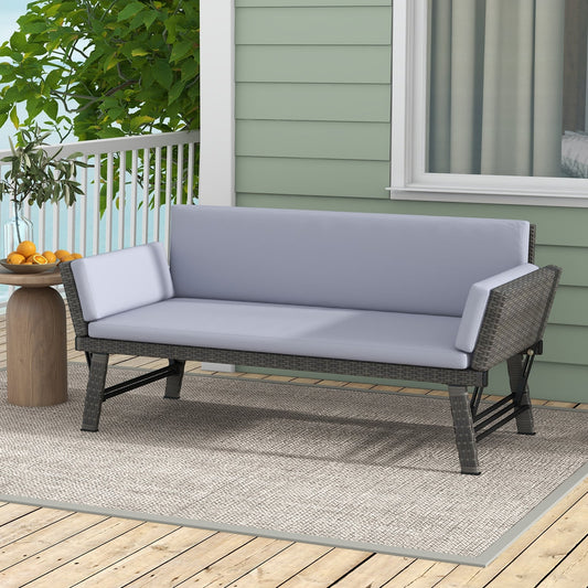 Outdoor Convertible Sofa Daybed, Adjustable Armrests, Gray Patio Conversation Sets Gray at Gallery Canada