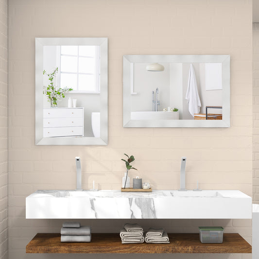 Farmhouse Wall Mirror, 41.5 x 28 Inches, Solid Wood Frame, White Wall Mirrors White at Gallery Canada