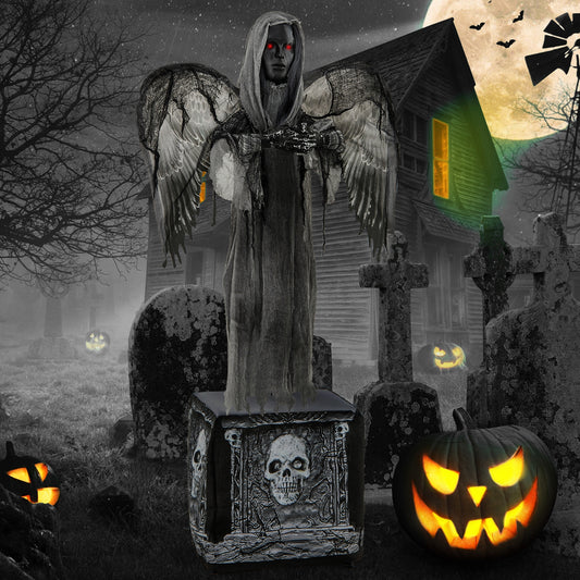 5.5ft Halloween Animatronic Decoration, Light Up Eyes, Shaking Wings, Gray Halloween Gray at Gallery Canada