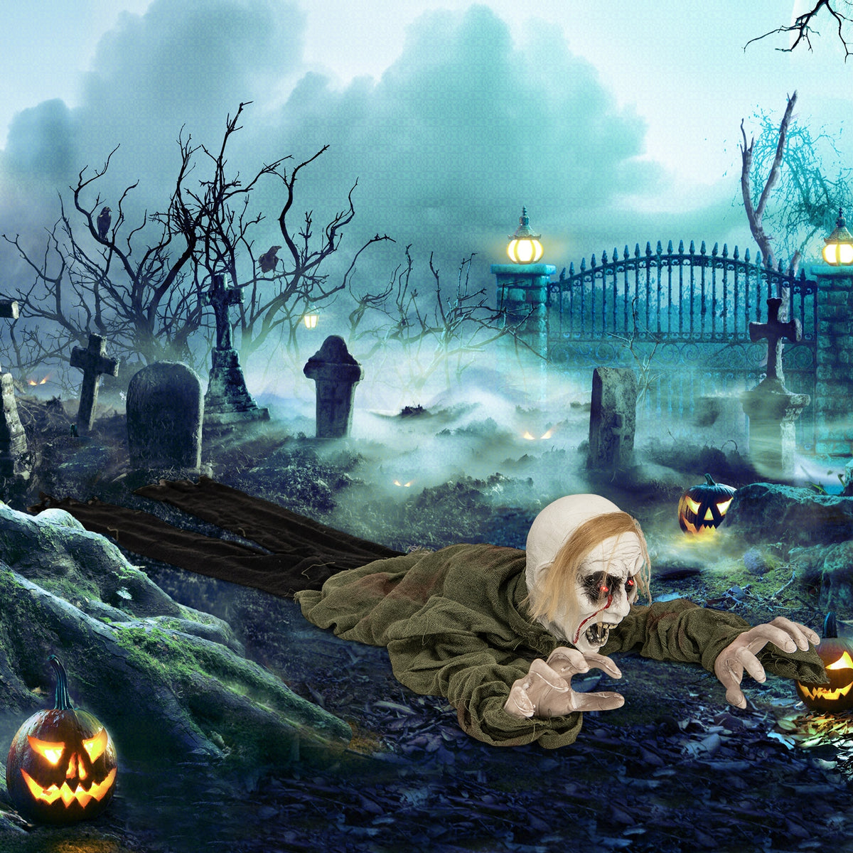 Halloween Climbing Zombie With Light Up Eyes, Green Halloween at Gallery Canada