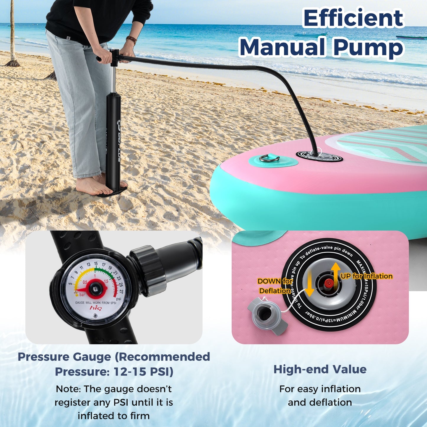 11 Feet Inflatable Stand Up Paddle Board, 3 Fins, Adjustable Paddle, Pink Surfing at Gallery Canada