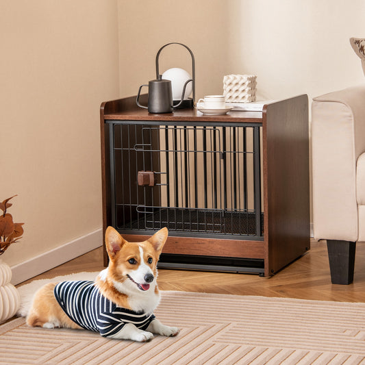 Indoor Dog Crate With Removable Tray, Rustic Brown Dog Kennels Rustic Brown at Gallery Canada