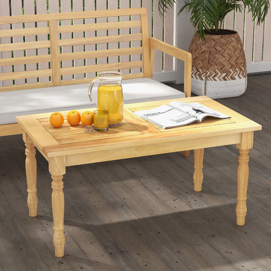 Patio Coffee Table with Solid Teak Wood Structure and Slatted Tabletop, Natural Patio Coffee Tables Natural at Gallery Canada