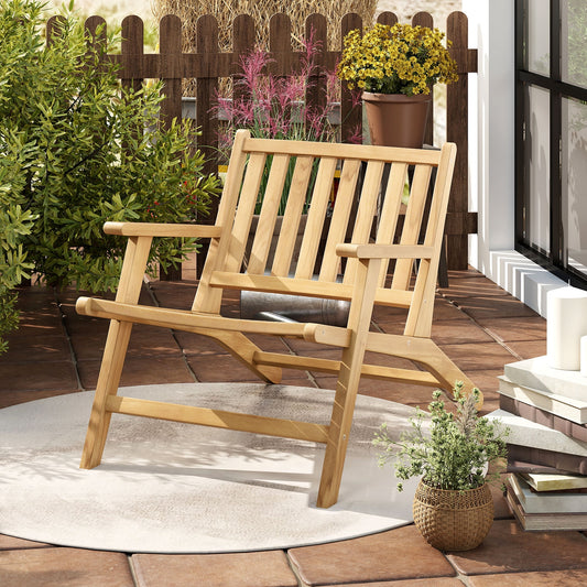Teak Wood Outdoor Reclining Chair, Natural Outdoor Seating & Patio Chairs Natural at Gallery Canada